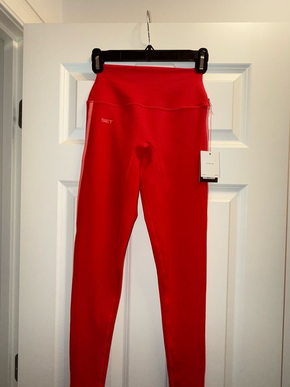 SET Active Luxform Lux Duo Stripe Leggings in Maraschino NWT